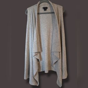 Bloomingdale's Grey 100% Cashmere Open Front Lapel Sleeveless Layering Cardigan